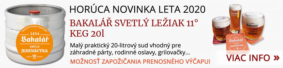 Novinka leta 2020 - Bakalář svetlý ležiak 11° 20l sud