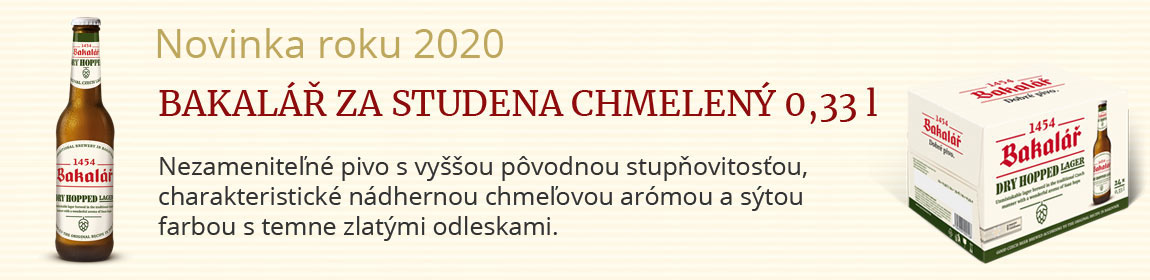 Novinka 2020 - Bakalář svetlý ležiak za studena chmelený 0,33 l
