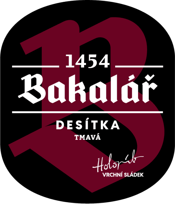 Etiketa piva Bakalář Desiatka Tmavá