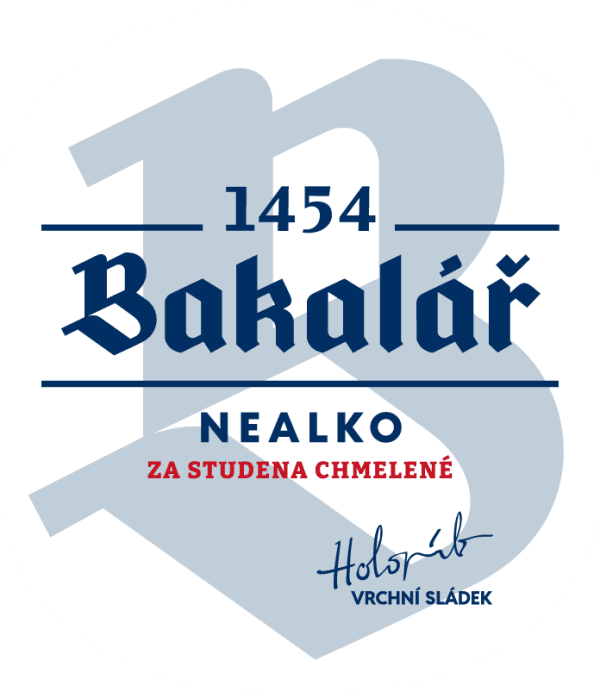 Etiketa piva Bakalář Nealko za studena chmelené